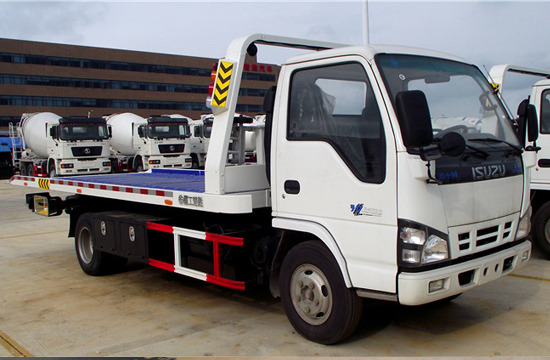 五十铃600P一拖二平板清障车