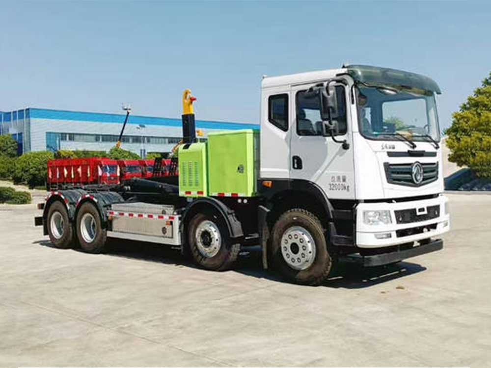 大型东风华神纯电动勾臂垃圾车